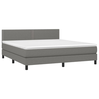 Letto a Molle Materasso e LED Grigio Scuro 160x200cm in Tessuto - homemem39