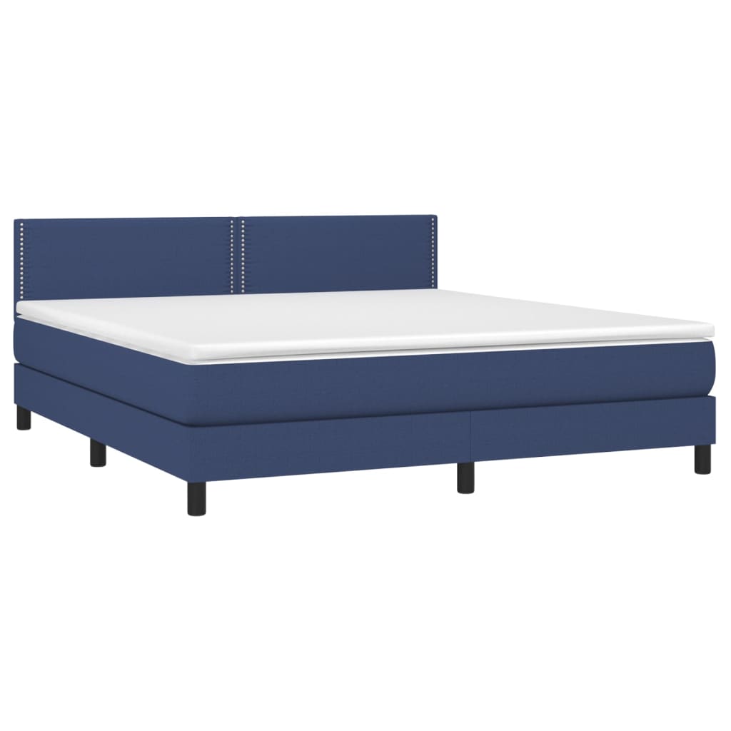 Letto a Molle con Materasso e LED Blu 160x200 cm in Tessuto - homemem39