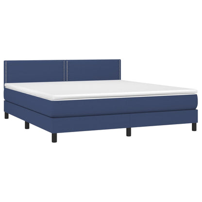 Letto a Molle con Materasso e LED Blu 160x200 cm in Tessuto - homemem39