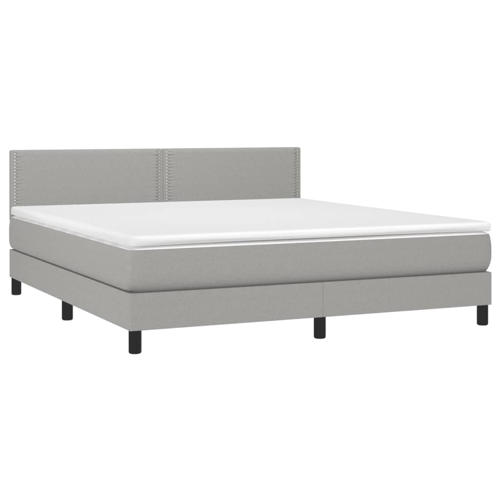 Letto a Molle Materasso e LED Grigio Chiaro 180x200 cm Tessuto - homemem39