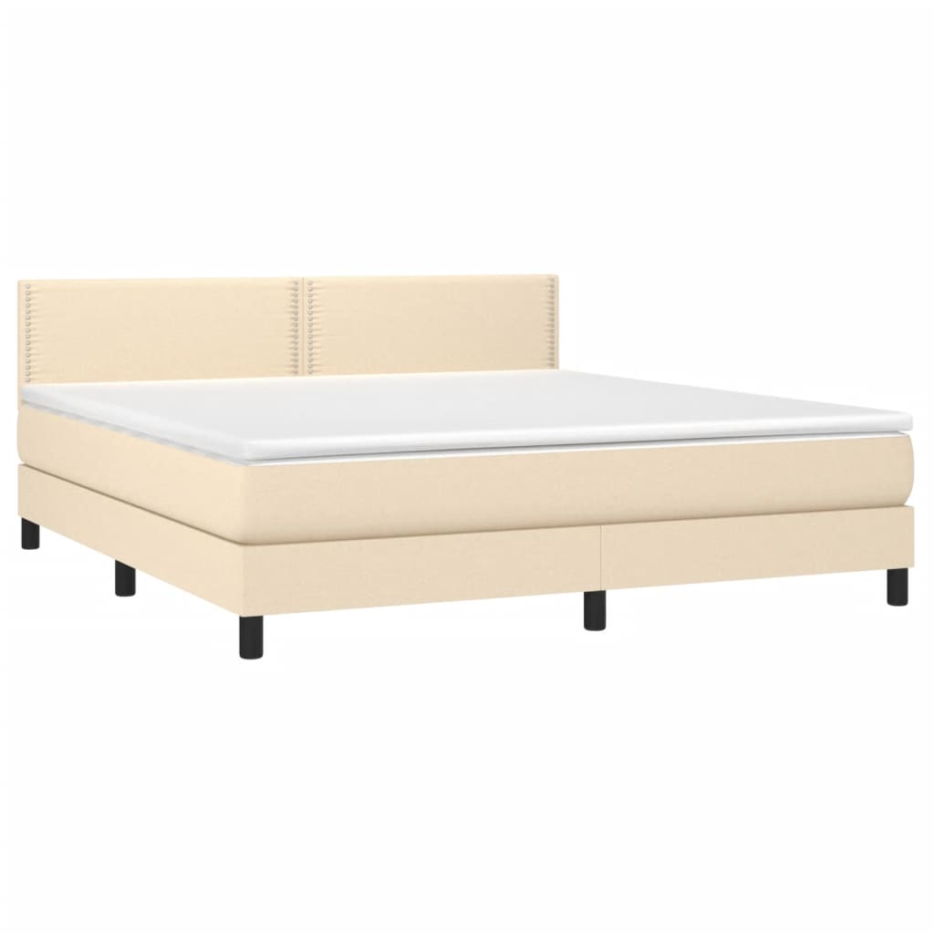 Letto a Molle con Materasso e LED Crema 180x200 cm in Tessuto - homemem39