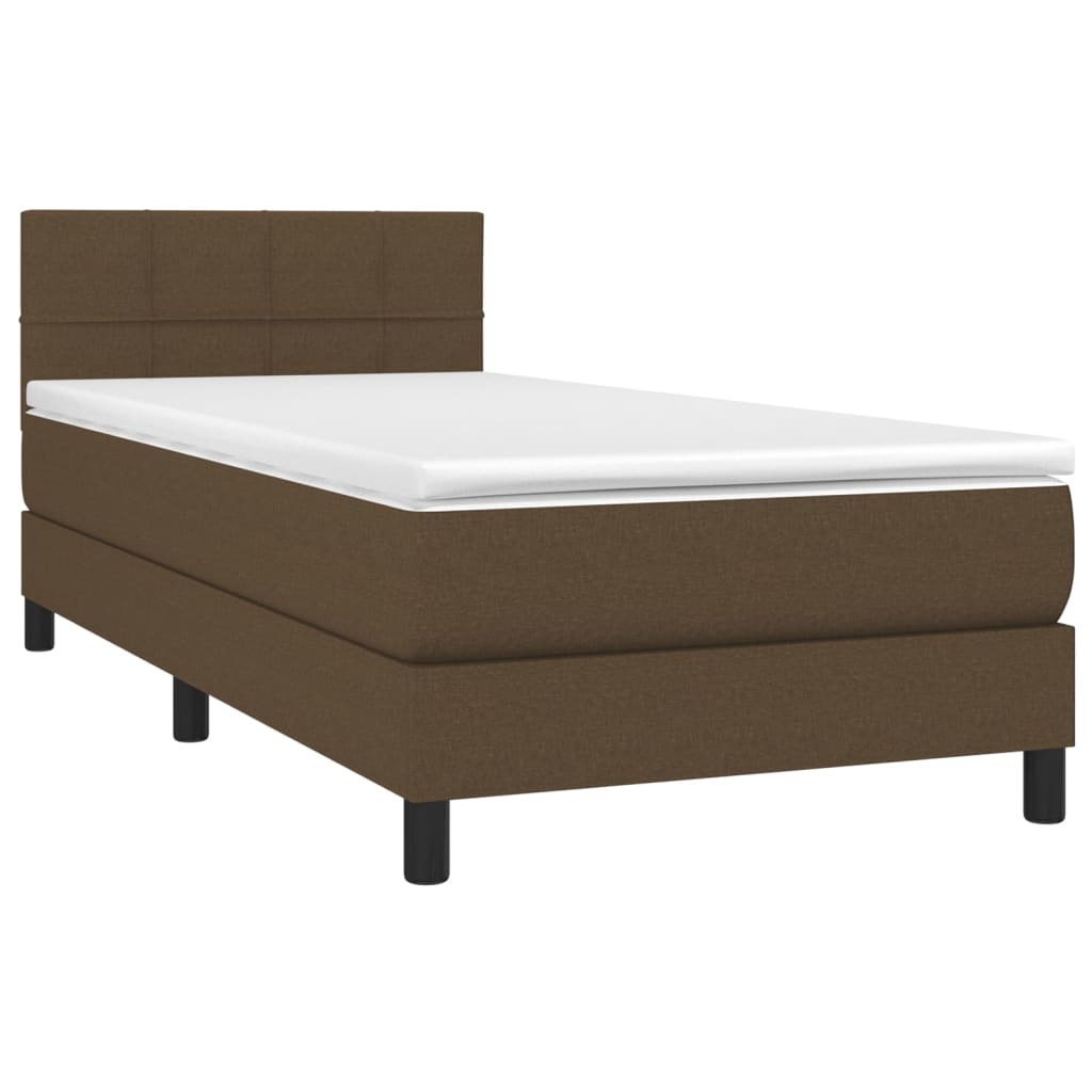 Letto a Molle Materasso e LED Marrone Scuro 80x200cm in Tessuto - homemem39