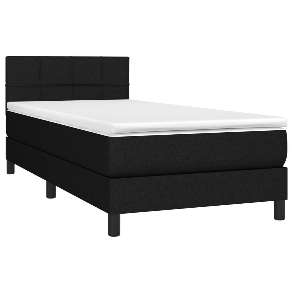 Letto a Molle con Materasso e LED Nero 90x190 cm in Tessuto - homemem39