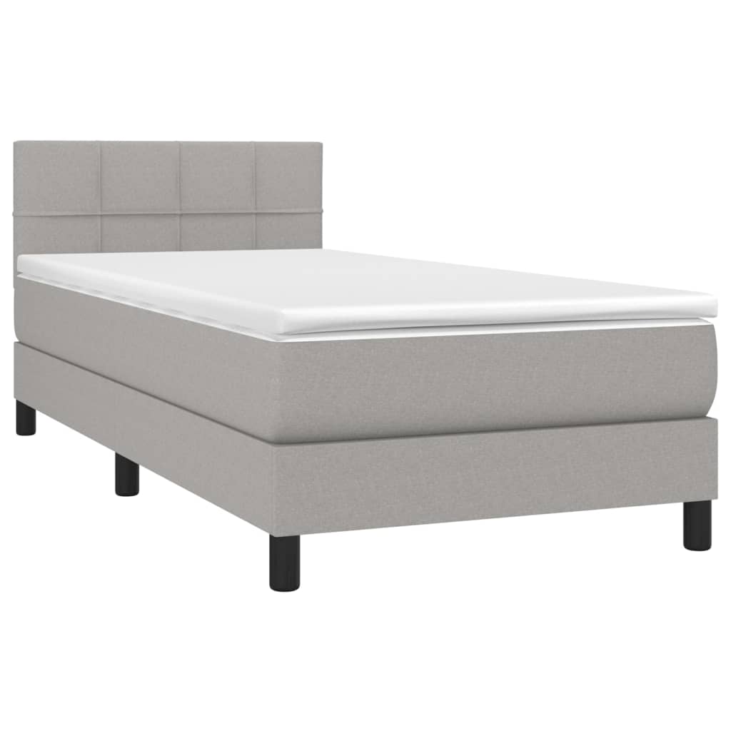 Letto a Molle Materasso e LED Grigio Chiaro 100x200 cm Tessuto - homemem39