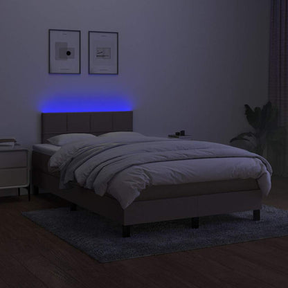 Letto a Molle con Materasso e LED Tortora 120x200cm in Tessuto