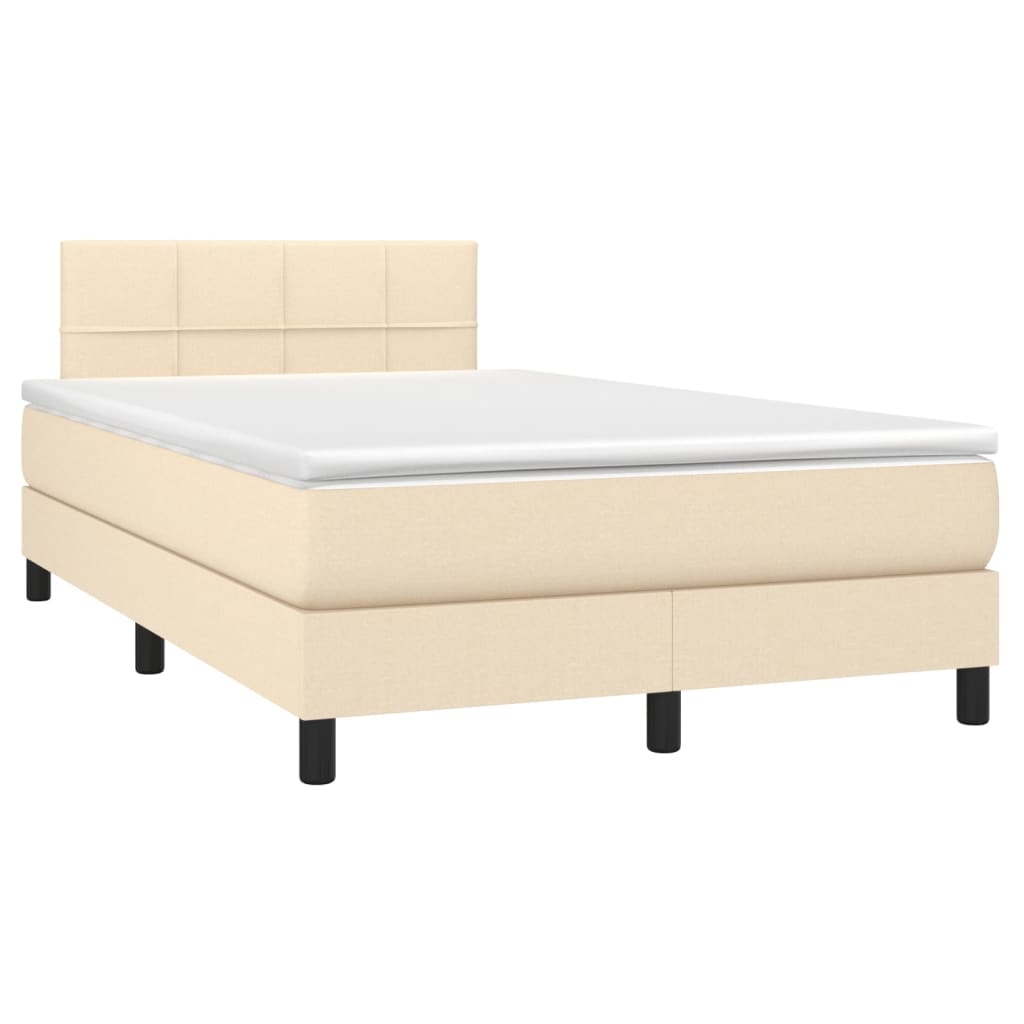 Letto a Molle con Materasso e LED Crema 120x200cm in Tessuto - homemem39