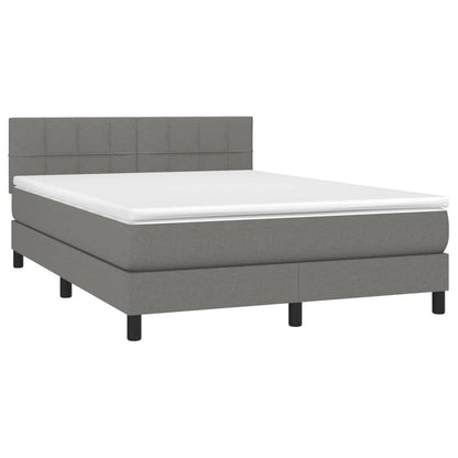 Letto a Molle Materasso e LED Grigio Scuro 140x190cm in Tessuto - homemem39