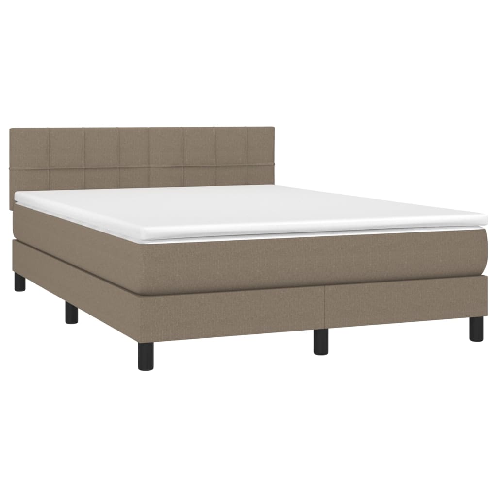Letto a Molle con Materasso e LED Tortora 140x190 cm in Tessuto - homemem39