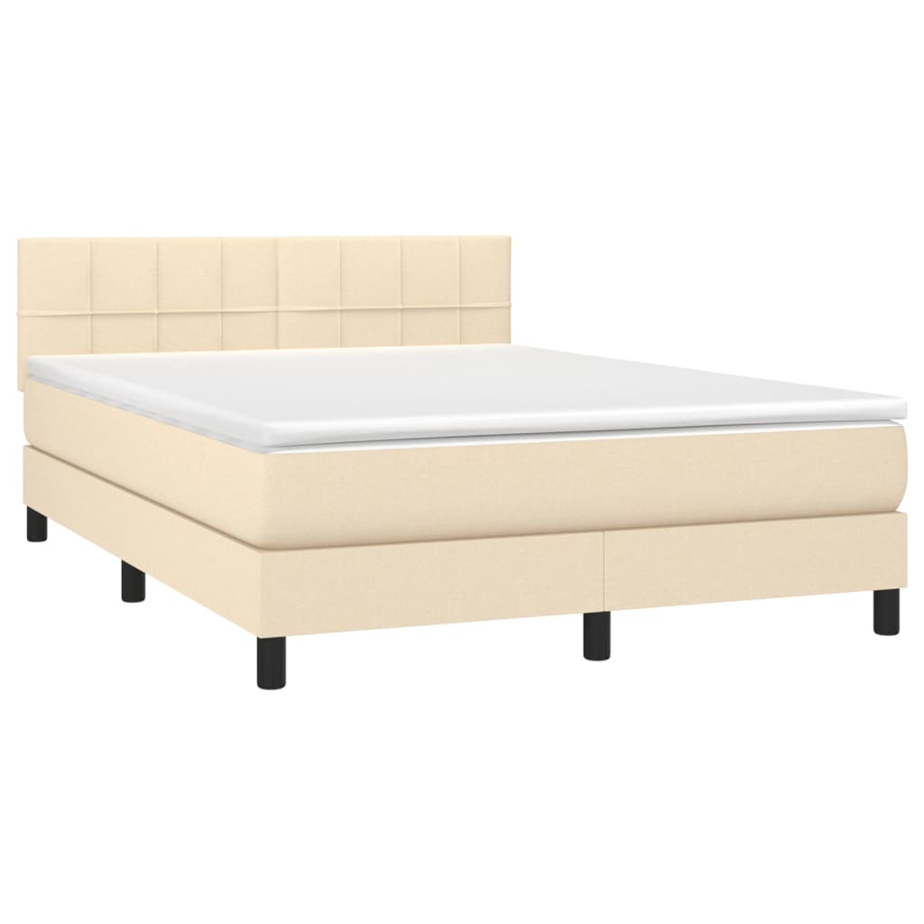 Letto a Molle con Materasso e LED Crema 140x200 cm in Tessuto | homemem39
