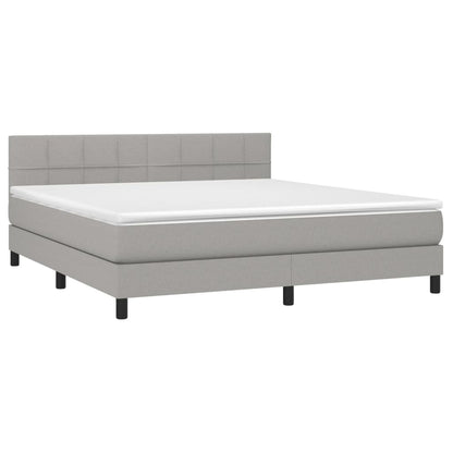 Letto a Molle Materasso e LED Grigio Chiaro 160x200 cm Tessuto - homemem39