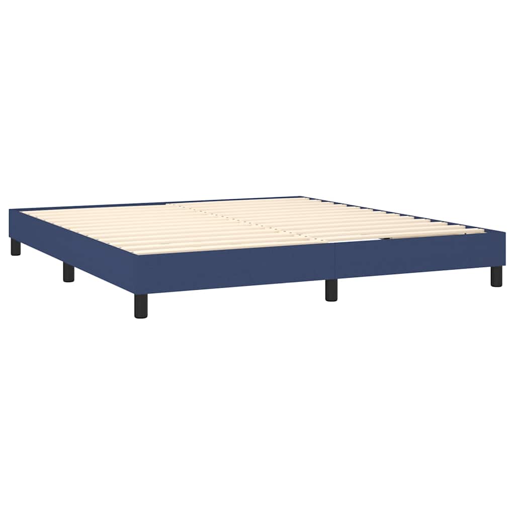 Letto a Molle con Materasso e LED Blu 160x200 cm in Tessuto