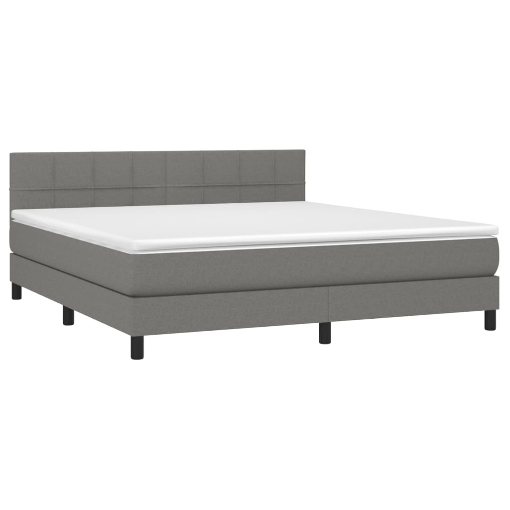 Letto a Molle Materasso e LED Grigio Scuro 180x200cm in Tessuto - homemem39