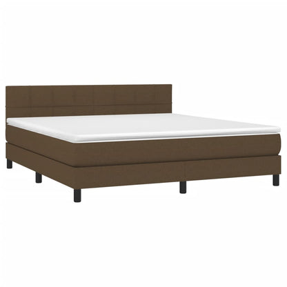Letto a Molle Materasso e LED MarroneScuro 180x200cm in Tessuto | homemem39