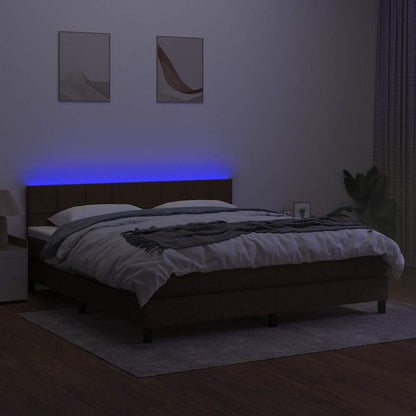 Letto a Molle Materasso e LED MarroneScuro 180x200cm in Tessuto | homemem39