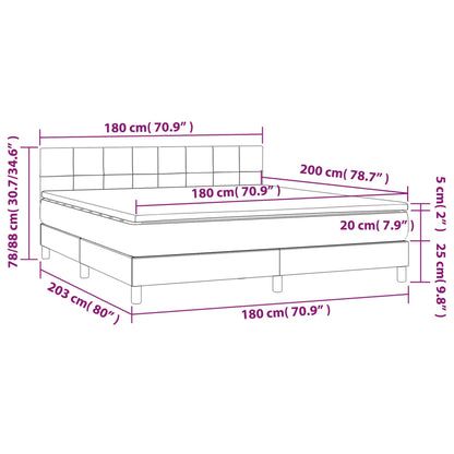 Letto a Molle Materasso e LED MarroneScuro 180x200cm in Tessuto | homemem39