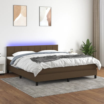 Letto a Molle Materasso e LED MarroneScuro 180x200cm in Tessuto | homemem39