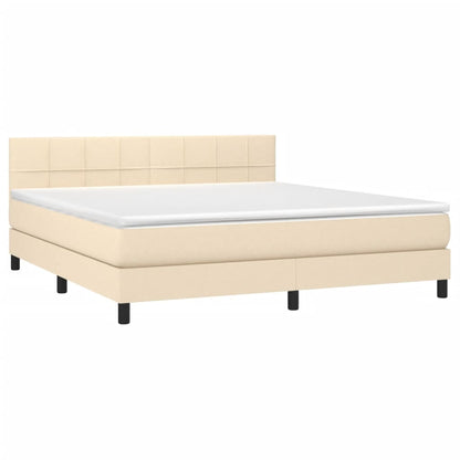 Letto a Molle con Materasso e LED Crema 180x200 cm in Tessuto - homemem39