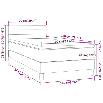 Letto a Molle con Materasso e LED Blu 100x200cm in Tessuto - homemem39