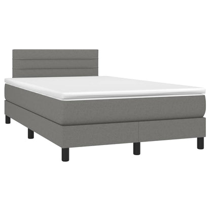 Letto a Molle Materasso e LED Grigio Scuro 120x200cm in Tessuto - homemem39