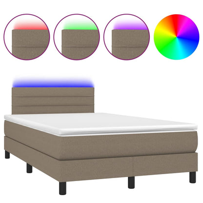 Letto a Molle con Materasso e LED Tortora 120x200cm in Tessuto | homemem39