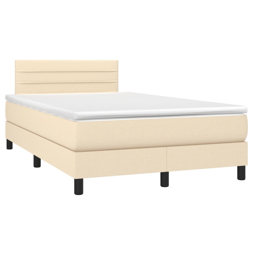 Letto a Molle con Materasso e LED Crema 120x200cm in Tessuto - homemem39