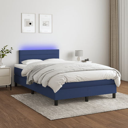 Letto a Molle con Materasso e LED Blu 120x200cm in Tessuto - homemem39