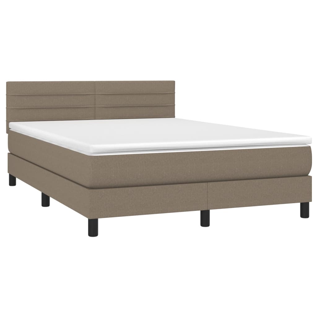 Spring bed with dove gray mattress and LED 140x190 cm in fabric