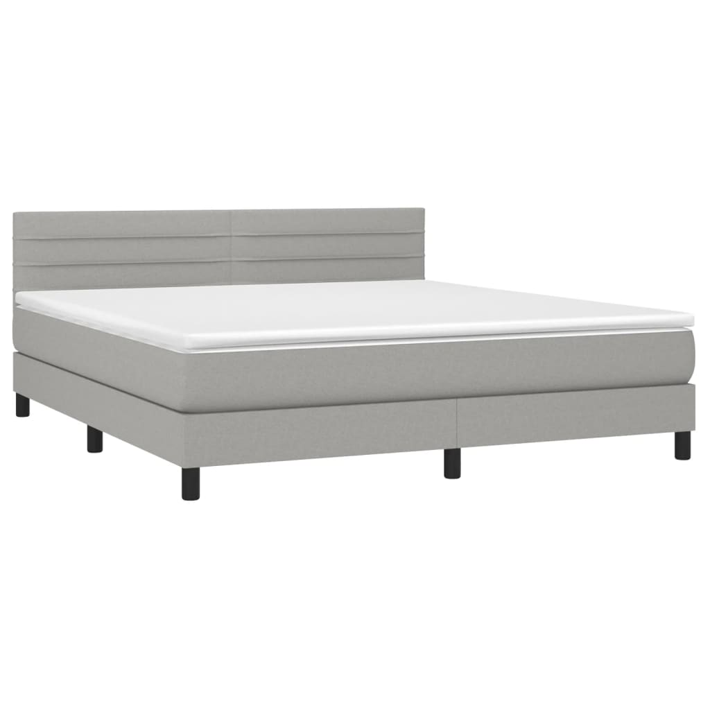 Letto a Molle Materasso e LED Grigio Chiaro 160x200 cm Tessuto - homemem39