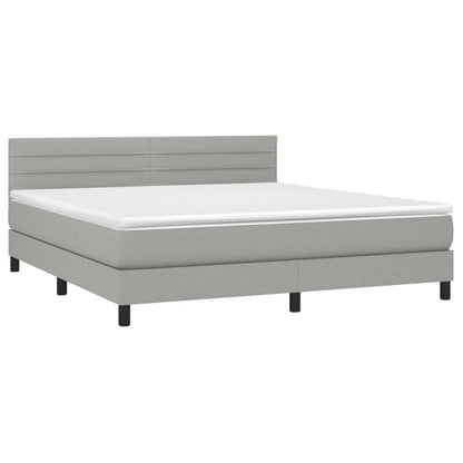 Letto a Molle Materasso e LED Grigio Chiaro 160x200 cm Tessuto - homemem39