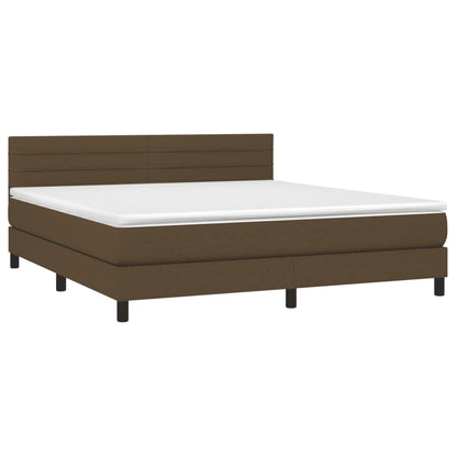 Letto a Molle Materasso e LED Marrone Scuro 160x200 cm Tessuto - homemem39