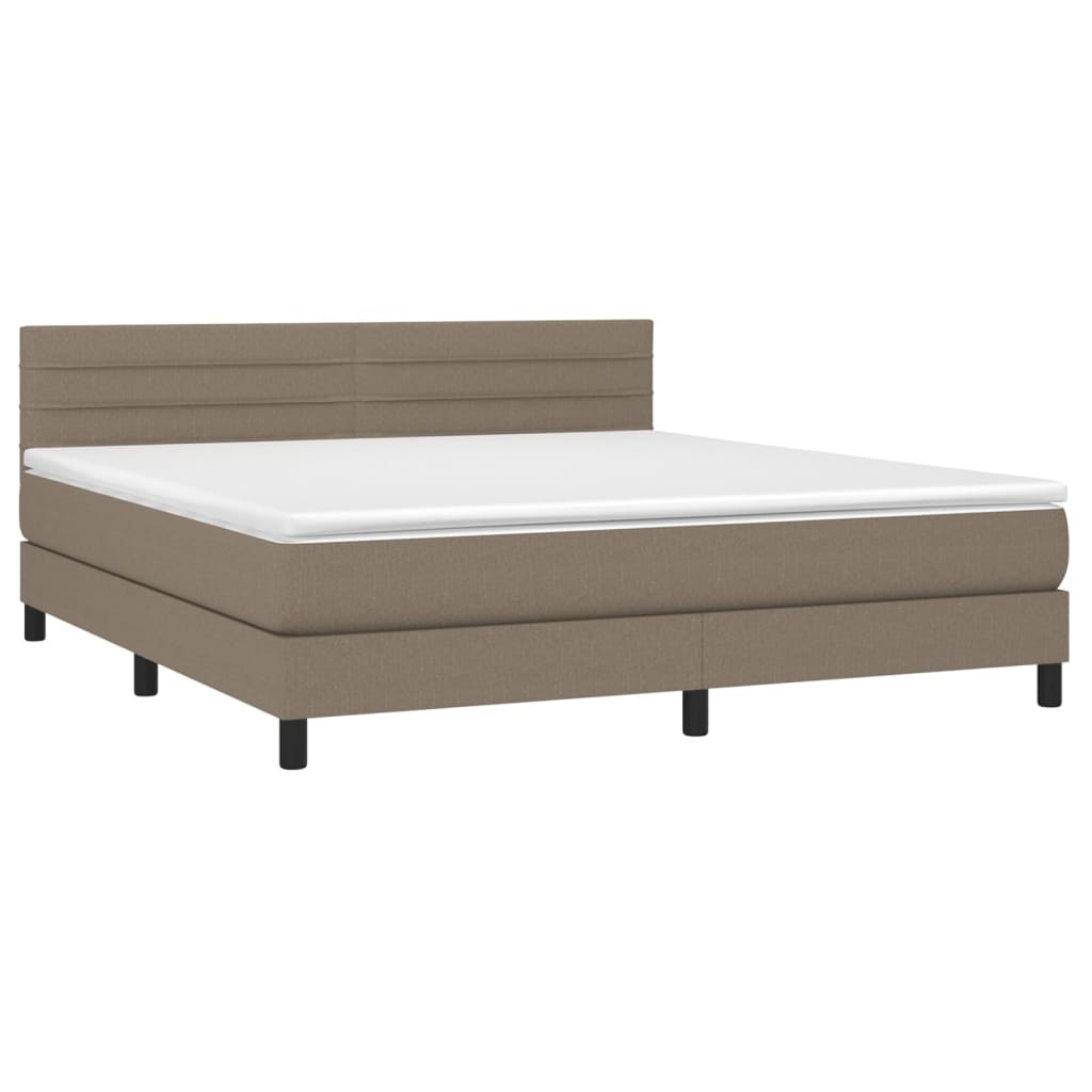 Letto a Molle con Materasso e LED Tortora 160x200 cm in Tessuto - homemem39