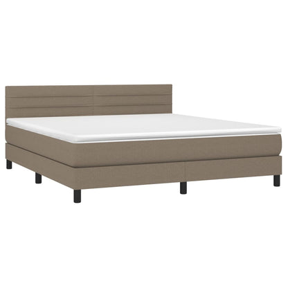 Letto a Molle con Materasso e LED Tortora 160x200 cm in Tessuto - homemem39