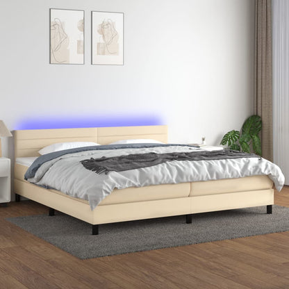 Letto a Molle Materasso e LED bianco 200x200cm in Tessuto - homemem39
