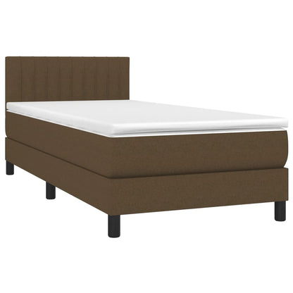 Letto a Molle Materasso e LED Marrone Scuro 90x190cm in Tessuto - homemem39