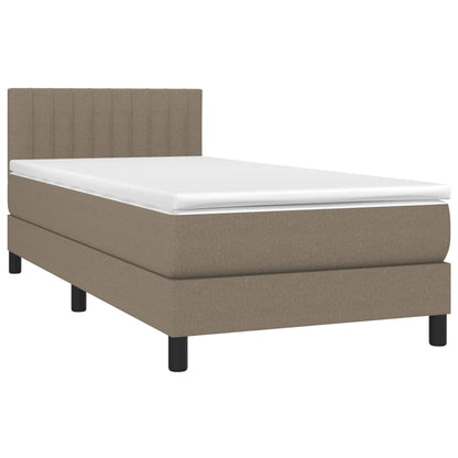 Letto a Molle con Materasso e LED Tortora 90x190 cm in Tessuto - homemem39