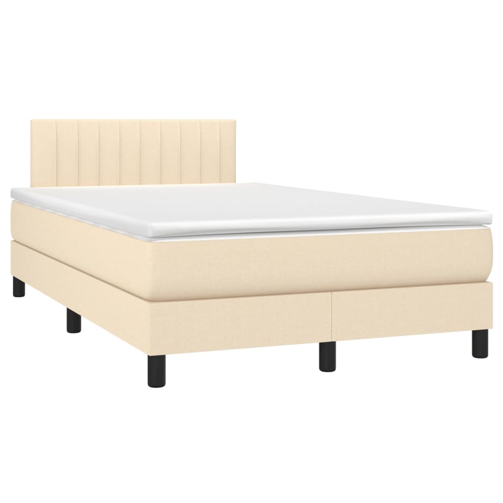 Letto a Molle con Materasso e LED Crema 120x200cm in Tessuto - homemem39