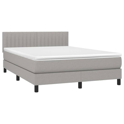 Letto a Molle Materasso e LED Grigio Chiaro 140x190 cm Tessuto - homemem39