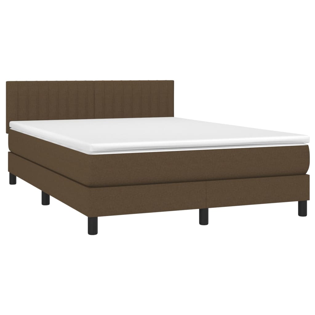 Letto a Molle Materasso e LED MarroneScuro 140x190cm in Tessuto - homemem39