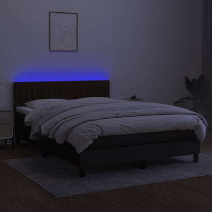 Letto a Molle con Materasso e LED Nero 140x200 cm in Tessuto - homemem39