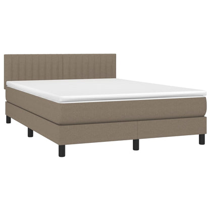 Letto a Molle con Materasso e LED Tortora 140x200 cm in Tessuto - homemem39