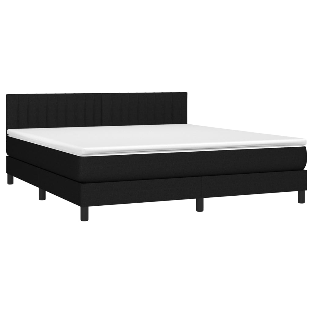 Letto a Molle con Materasso e LED Nero 160x200 cm in Tessuto | homemem39