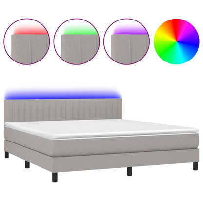 Letto a Molle Materasso e LED Grigio Chiaro 180x200 cm Tessuto - homemem39