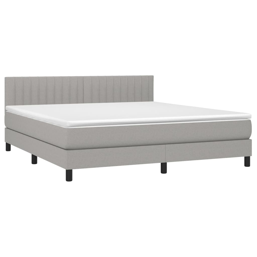 Letto a Molle Materasso e LED Grigio Chiaro 180x200 cm Tessuto - homemem39