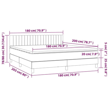 Letto a Molle Materasso e LED Grigio Chiaro 180x200 cm Tessuto - homemem39