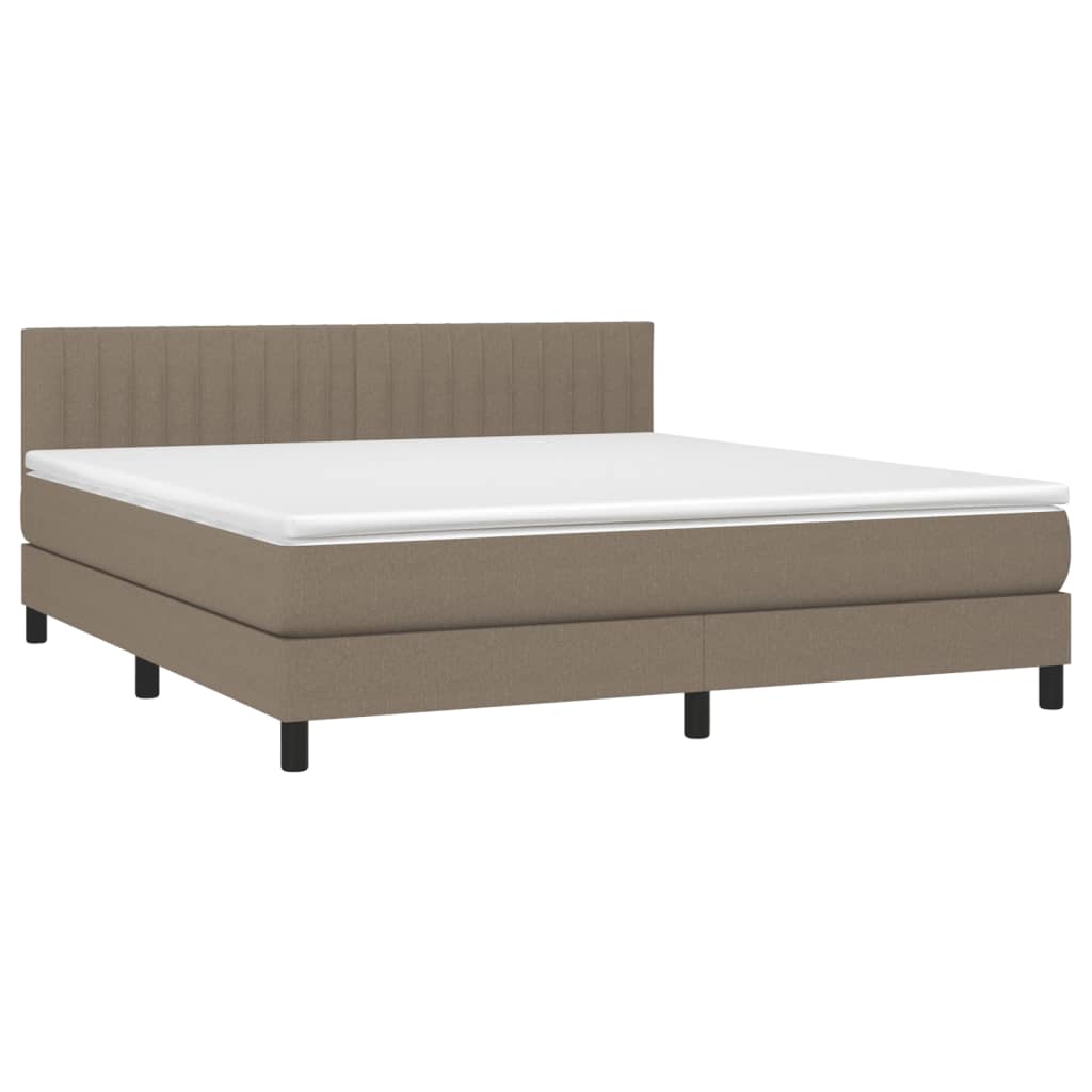 Letto a Molle con Materasso e LED Tortora 180x200 cm in Tessuto | homemem39