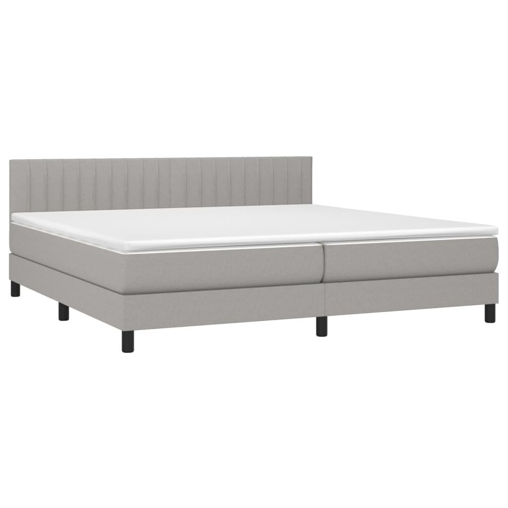 Letto a Molle Materasso e LED Grigio Chiaro 200x200 cm Tessuto - homemem39