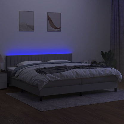 Letto a Molle Materasso e LED Grigio Chiaro 200x200 cm Tessuto - homemem39