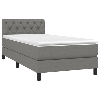 Letto a Molle Materasso e LED Grigio Scuro 80x200 cm in Tessuto - homemem39