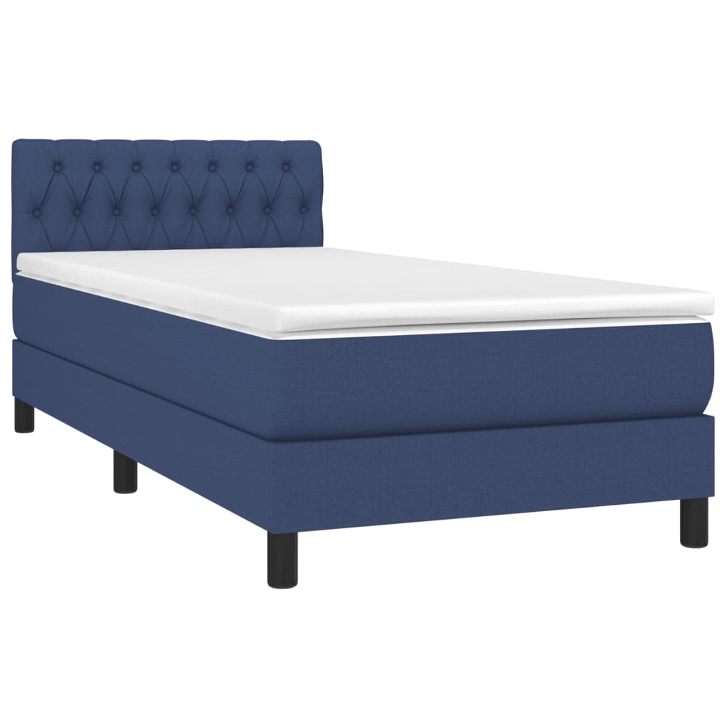 Letto a Molle con Materasso e LED Blu 90x190 cm in Tessuto - homemem39