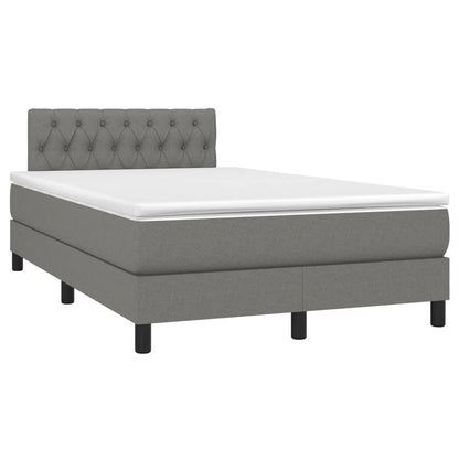 Letto a Molle Materasso e LED Grigio Scuro 120x200cm in Tessuto